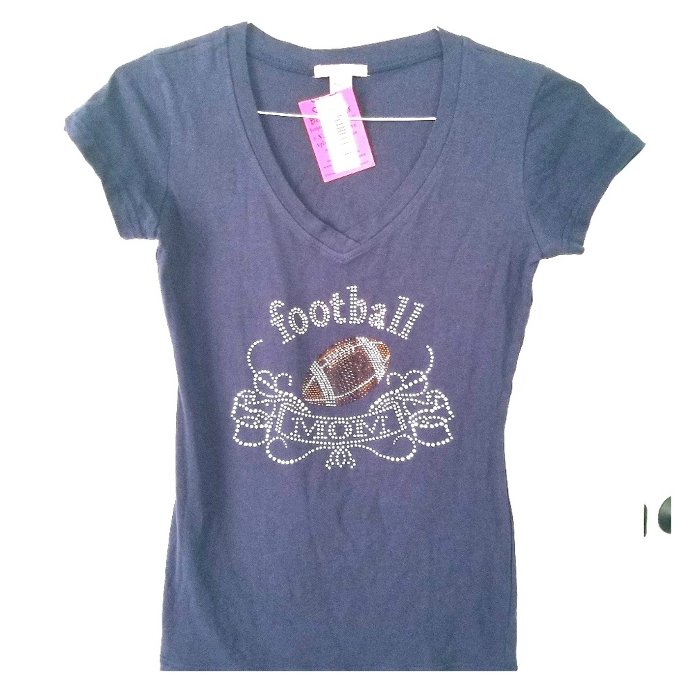 NWT Crystal embellished Football Mom tee M